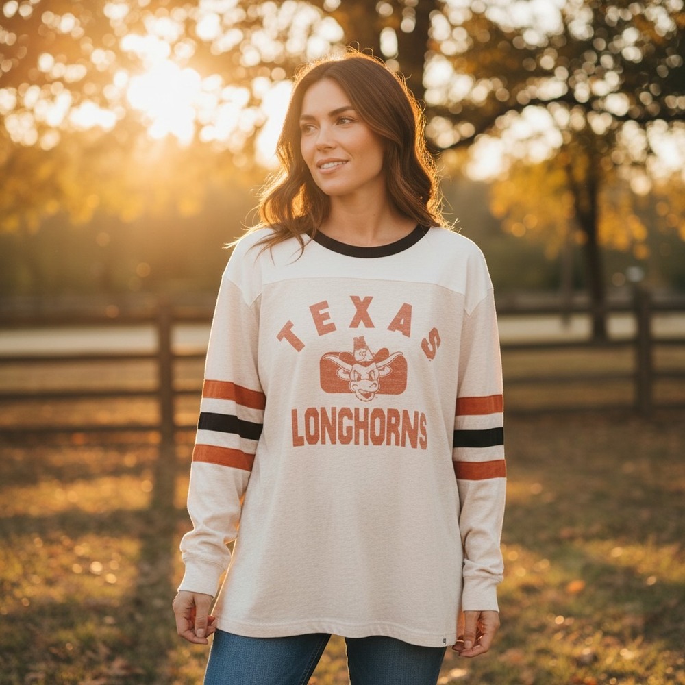 47 Brand Texas Longhorns College Vault Oversized Ringer T-Shirt Women Medium NWT